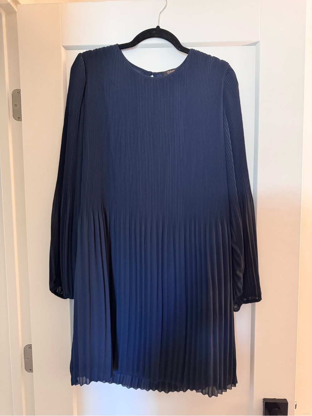 Quince Navy Pleated Shift Top